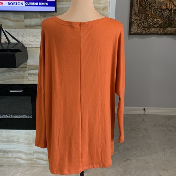 Burnt Orange Long Sleeve Batwing Tee. Size L (85) - Picture 4 of 10